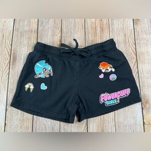 Women’s Y2K Power Puff Girls Cartoon Shorts Large 11/13 Black Elastic Drawstring